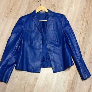 Akris Punto Cobalt Blue Leather Jacket